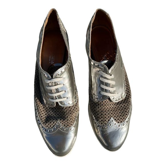Aquatalia by Marvin K. Silver Oxford Lace up Platform Size 10 Made in Italy - Picture 6 of 8